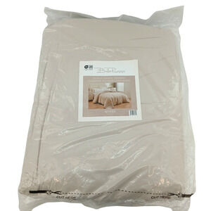 Bella Russo Sand & Snooze Queen Comforter Garment Washed Beige 90x90 Bed Bedding